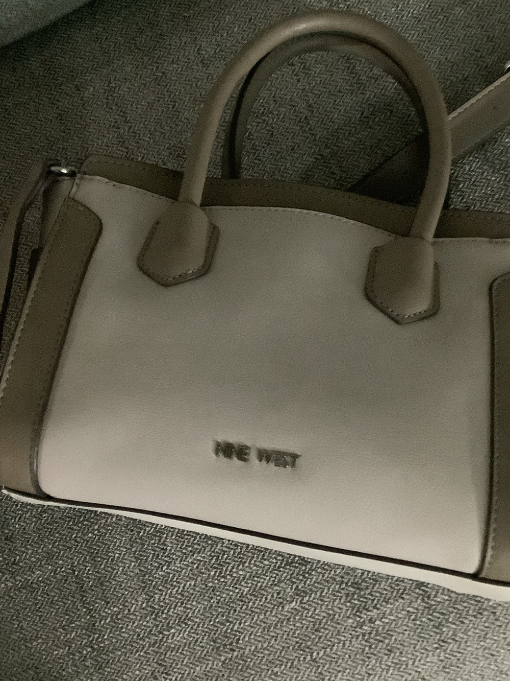 Nine West Two-Tone Satchel in Cream and Taupe - Picture 3 of 7